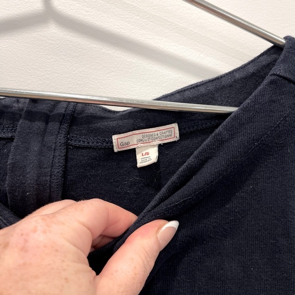 Navy Striped GAP Woman Midi Short Sleeve Sweater Dress Dress - size L - Picture 2 of 5